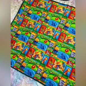 Vintage handmade zoo quilt blanket